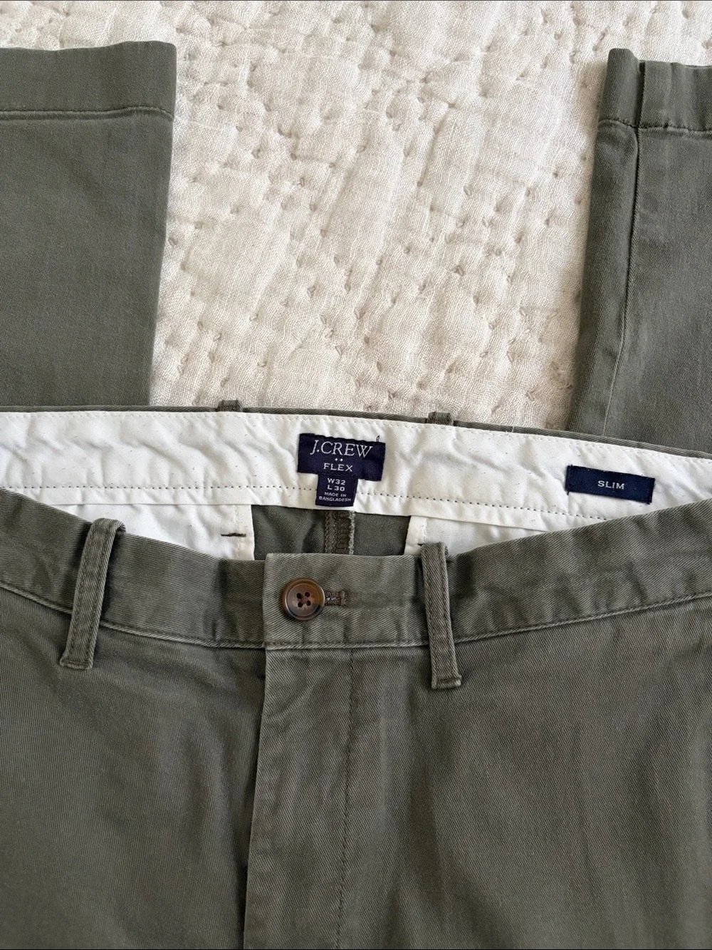 J. Crew Men's Olive Green Cotton Chinos
